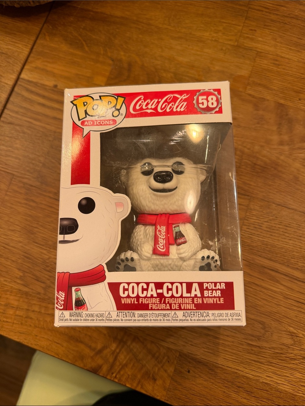 Coca-Cola White Polar Bear Figure with Red Scarf and Black Details